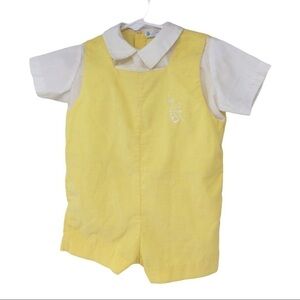 Vintage Boys Nannette Yellow and White Romper